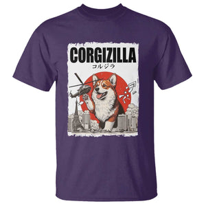 Corgizilla Giant T Shirt Funny Corgi Monster Roaring Tokyo Japan TS12 Purple Print Your Wear