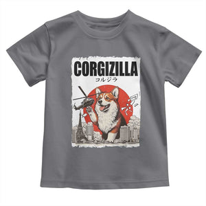Corgizilla Giant Toddler T Shirt Funny Corgi Monster Roaring Tokyo Japan TS12 Charcoal Print Your Wear