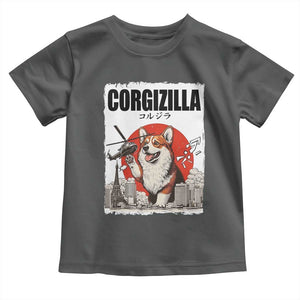 Corgizilla Giant Toddler T Shirt Funny Corgi Monster Roaring Tokyo Japan TS12 Dark Heather Print Your Wear