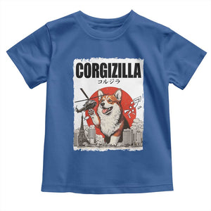 Corgizilla Giant Toddler T Shirt Funny Corgi Monster Roaring Tokyo Japan TS12 Royal Blue Print Your Wear