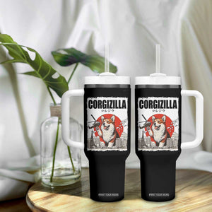 Corgizilla Giant Tumbler With Handle Funny Corgi Monster Roaring Tokyo Japan TS12 Print Your Wear