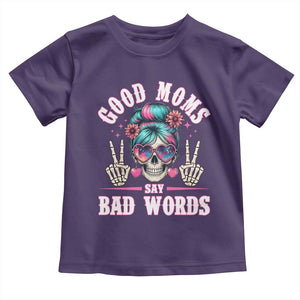 Skeleton Messy Bun Mom Toddler T Shirt Good Moms Say Bad Words TS12 Purple Print Your Wear