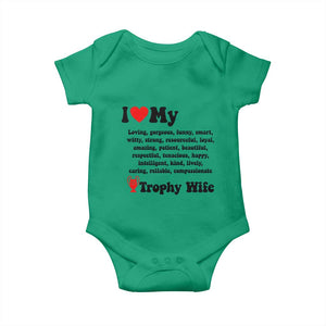 Funny Trophy Wife Quote Baby Onesie Loving Gorgeous Smart Wife Appreciation Gift TS12 Irish Green Print Your Wear