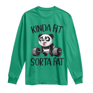 Funny Gym Panda Lover Long Sleeve Shirt Kinda Fit Sorta Fat TS12 Irish Green Print Your Wear