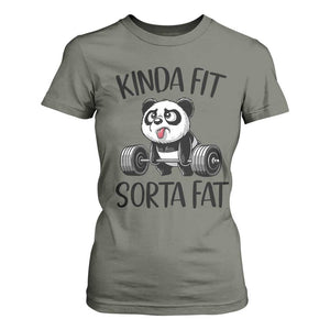 Funny Gym Panda Lover T Shirt For Women Kinda Fit Sorta Fat TS12 Military Green Print Your Wear