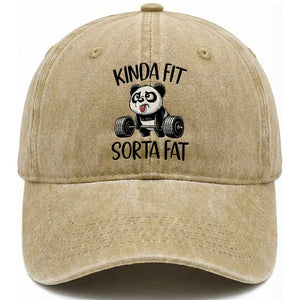 Funny Gym Panda Lover Washed Cotton Baseball Cap Kinda Fit Sorta Fat TS12 Print Your Wear