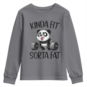 Funny Gym Panda Lover Youth Sweatshirt Kinda Fit Sorta Fat TS12 Charcoal Print Your Wear