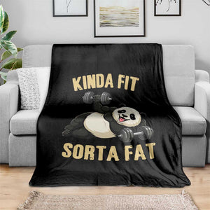 Funny Panda Weightlifting Workout Throw Blanket Kinda Fit Sorta Fat TS12 Print Your Wear