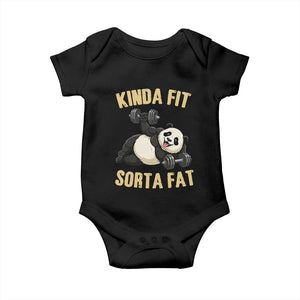 Funny Panda Weightlifting Workout Baby Onesie Kinda Fit Sorta Fat TS12 Black Print Your Wear