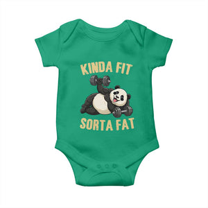 Funny Panda Weightlifting Workout Baby Onesie Kinda Fit Sorta Fat TS12 Irish Green Print Your Wear