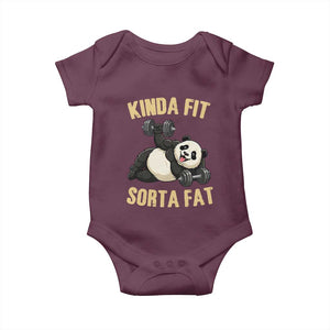 Funny Panda Weightlifting Workout Baby Onesie Kinda Fit Sorta Fat TS12 Maroon Print Your Wear