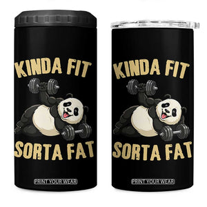 Funny Panda Weightlifting Workout 4 in 1 Can Cooler Tumbler Kinda Fit Sorta Fat TS12 One Size: 16 oz Black Print Your Wear