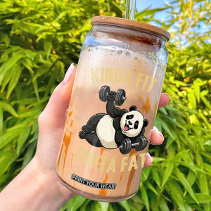 Funny Panda Weightlifting Workout Glass Can Kinda Fit Sorta Fat TS12 Black Print Your Wear