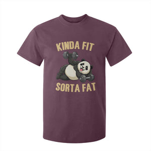 Funny Panda Weightlifting Workout T Shirt For Kid Kinda Fit Sorta Fat TS12 Maroon Print Your Wear