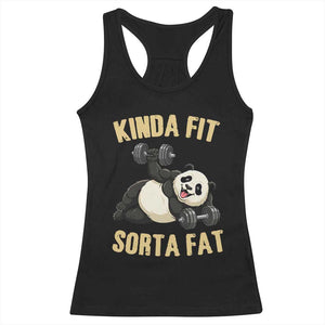 Funny Panda Weightlifting Workout Racerback Tank Top Kinda Fit Sorta Fat TS12 Black Print Your Wear