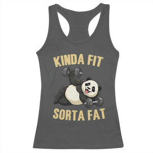 Funny Panda Weightlifting Workout Racerback Tank Top Kinda Fit Sorta Fat TS12 Dark Heather Print Your Wear