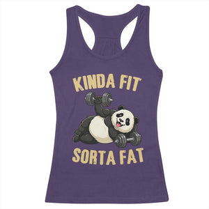 Funny Panda Weightlifting Workout Racerback Tank Top Kinda Fit Sorta Fat TS12 Purple Print Your Wear
