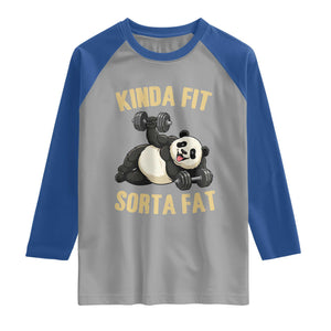 Funny Panda Weightlifting Workout Raglan Shirt Kinda Fit Sorta Fat TS12 Sport Gray Royal Print Your Wear