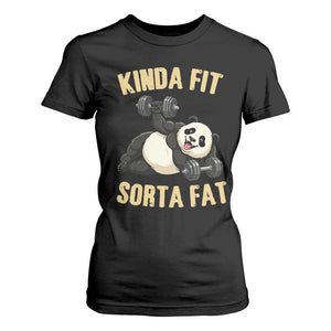 Funny Panda Weightlifting Workout T Shirt For Women Kinda Fit Sorta Fat TS12 Black Print Your Wear