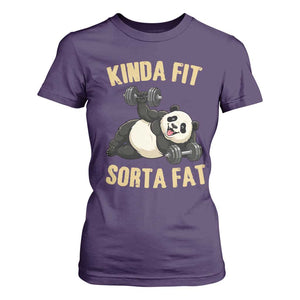 Funny Panda Weightlifting Workout T Shirt For Women Kinda Fit Sorta Fat TS12 Purple Print Your Wear