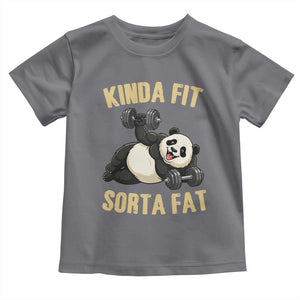 Funny Panda Weightlifting Workout Toddler T Shirt Kinda Fit Sorta Fat TS12 Charcoal Print Your Wear