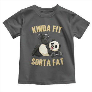 Funny Panda Weightlifting Workout Toddler T Shirt Kinda Fit Sorta Fat TS12 Dark Heather Print Your Wear
