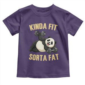 Funny Panda Weightlifting Workout Toddler T Shirt Kinda Fit Sorta Fat TS12 Purple Print Your Wear
