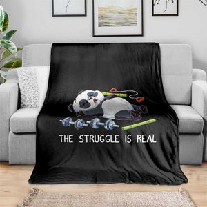 Funny Panda Workout Gift Throw Blanket The Struggle Is Real TS12 Print Your Wear