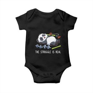 Funny Panda Workout Gift Baby Onesie The Struggle Is Real TS12 Black Print Your Wear