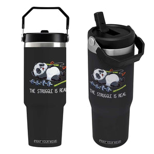 Funny Panda Workout Gift Flip Straw Tumbler The Struggle Is Real TS12 One Size: 30 oz Black Print Your Wear