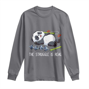 Funny Panda Workout Gift Long Sleeve Shirt The Struggle Is Real TS12 Charcoal Print Your Wear
