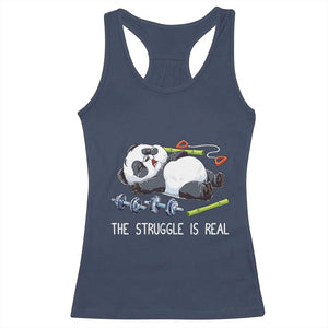 Funny Panda Workout Gift Racerback Tank Top The Struggle Is Real TS12 Navy Print Your Wear