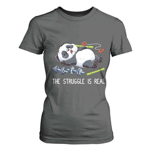 Funny Panda Workout Gift T Shirt For Women The Struggle Is Real TS12 Dark Heather Print Your Wear
