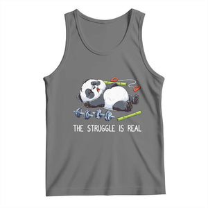 Funny Panda Workout Gift Tank Top The Struggle Is Real TS12 Black Heather Print Your Wear