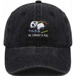 Funny Panda Workout Gift Washed Cotton Baseball Cap The Struggle Is Real TS12 Print Your Wear