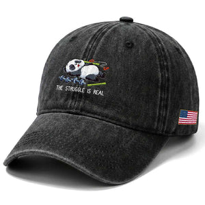 Funny Panda Workout Gift Washed Cotton Baseball Cap The Struggle Is Real TS12 Print Your Wear