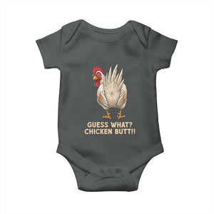 Guess What Chicken Butt Joke Baby Onesie Funny Chicken Lover Graphic TS12 Dark Heather Print Your Wear