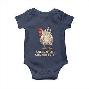 Guess What Chicken Butt Joke Baby Onesie Funny Chicken Lover Graphic TS12 Navy Print Your Wear