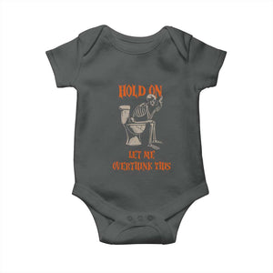 Funny Skeleton Let Me Overthink This Baby Onesie Sarcastic Dark Humor Quote TS12 Dark Heather Print Your Wear