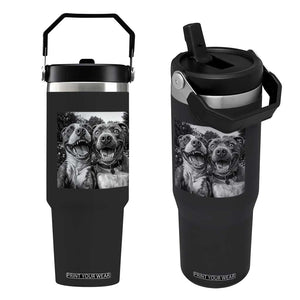 Pitbull Selfie Meme Flip Straw Tumbler Funny Dog Lover Graphic TS12 One Size: 30 oz Black Print Your Wear