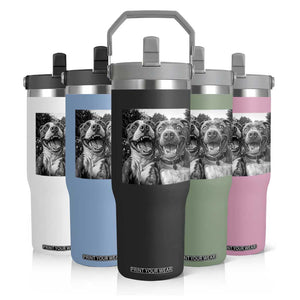 Pitbull Selfie Meme Flip Straw Tumbler Funny Dog Lover Graphic TS12 Print Your Wear