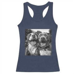Pitbull Selfie Meme Racerback Tank Top Funny Dog Lover Graphic TS12 Navy Print Your Wear
