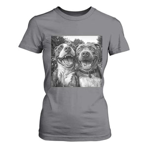 Pitbull Selfie Meme T Shirt For Women Funny Dog Lover Graphic TS12 Charcoal Print Your Wear