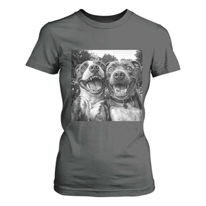 Pitbull Selfie Meme T Shirt For Women Funny Dog Lover Graphic TS12 Dark Heather Print Your Wear