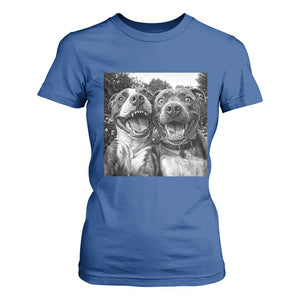 Pitbull Selfie Meme T Shirt For Women Funny Dog Lover Graphic TS12 Royal Blue Print Your Wear