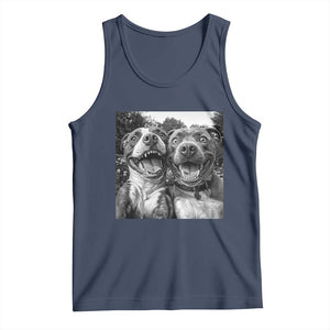 Pitbull Selfie Meme Tank Top Funny Dog Lover Graphic TS12 Navy Print Your Wear