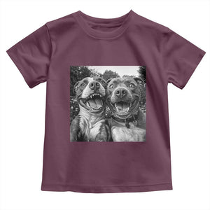 Pitbull Selfie Meme Toddler T Shirt Funny Dog Lover Graphic TS12 Maroon Print Your Wear