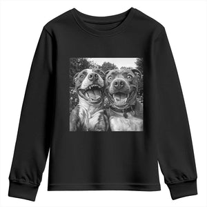 Pitbull Selfie Meme Youth Sweatshirt Funny Dog Lover Graphic TS12 Black Print Your Wear