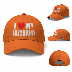 Cool Marriage Humor Gift For Wife Baseball Cap I Love My Husband TS12 Baseball Cap Universal Fit Orange Print Your Wear