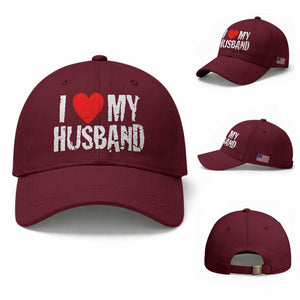 Cool Marriage Humor Gift For Wife Baseball Cap I Love My Husband TS12 Baseball Cap Universal Fit Maroon Print Your Wear